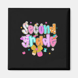 Preppy Back To School Schülerin mit Schleife 2. Kl Magnet