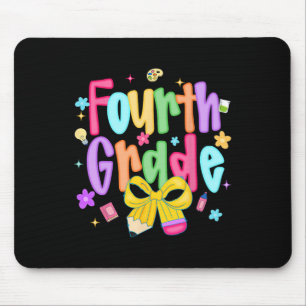 Preppy Back To School Schülerin mit Schleife Mädch Mousepad