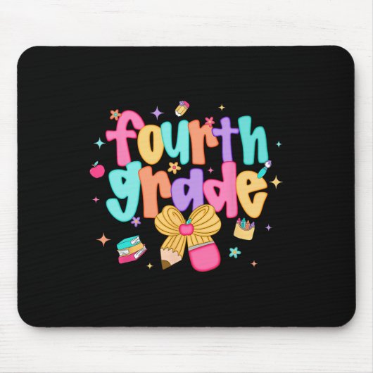 Preppy Back To School Schülerin mit Schleife Mädch Mousepad (Vorne)
