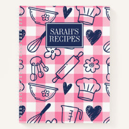 Preppy-Bäckerei-Rosa-Gingham-Rezept Notizblock