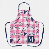 Preppy-Bäckerei-Rosa-Gingham-Rezept Schürze (Vorderseite)
