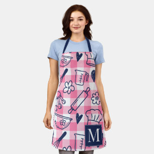 Preppy-Bäckerei-Rosa-Gingham-Rezept Schürze