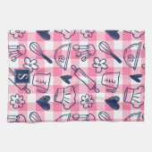 Preppy Baking Pink Gingham Geschirrtuch (Horizontal)