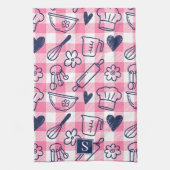 Preppy Baking Pink Gingham Geschirrtuch (Vertikal)