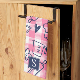 Preppy Baking Pink Gingham Geschirrtuch