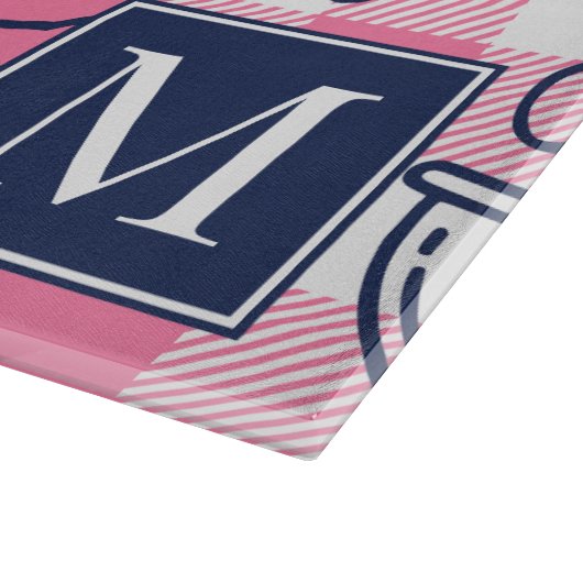 Preppy Baking Pink Gingham Schneidebrett (Ecke)