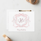 Preppy Ballet Monogram Foto Weihnachtskarte Mitteilungskarte (Vorderseite/Rückseite Beispiel)