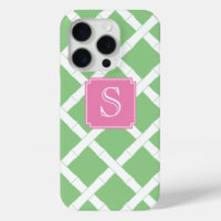 Preppy Bamboo Trellis Muster Apple grün und rosa