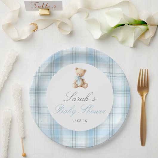 Preppy-Bär-Baby-Party Junge Pappteller (Hochzeit)