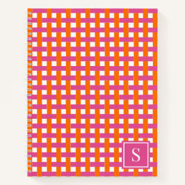 Preppy Basket Weave – Hot Pink & Orange Monogram Notizblock