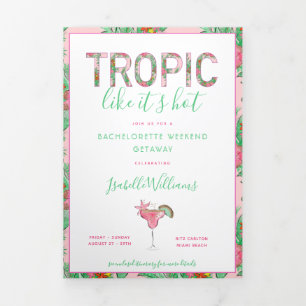 Preppy Beach Bachelorette Itinerary Dreifach Gefaltete Einladung