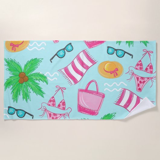 Preppy Beach Bikini Handtuch Palm Tree Beach Handt (Vorderseite)