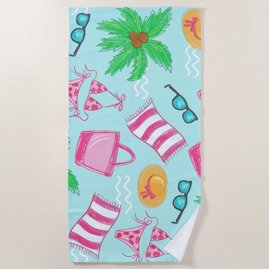 Preppy Beach Bikini Handtuch Palm Tree Beach Handt (Vorderseite)