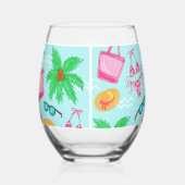 Preppy Beach Girl's Weekend Bikini Palm Tree Weinglas Ohne Stiel (Links)