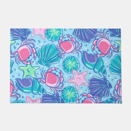 Preppy Beach Muschel Crab Fußmatte (Vorderseite)