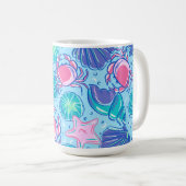 Preppy Beach Muschel Crab Kaffeetasse (VorderseiteRechts)