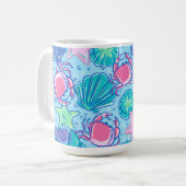 Preppy Beach Muschel Crab Kaffeetasse (Vorderseite Links)