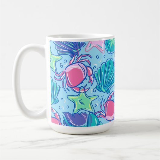 Preppy Beach Muschel Crab Kaffeetasse (Links)