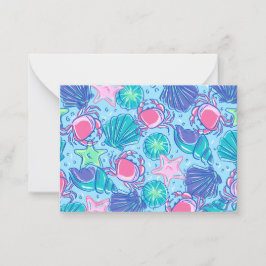 Preppy Beach Muschel Crab Mitteilungskarte