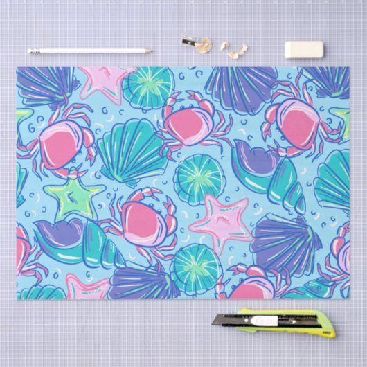 Preppy Beach Muschel Crab Seidenpapier (Handwerk)