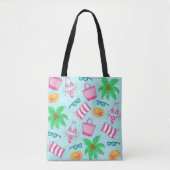 Preppy Beach Scene Bikini Handtuch Palm Baumhandtu Tasche (Vorderseite)