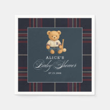 Preppy Bear Baseball Navy Blue Baby Dusche Napkins