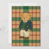 Preppy Bear Christmas Kariert Babydusche Einladung (Rückseite)
