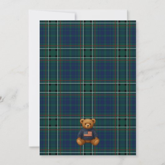 Preppy Bear Tartan Plaid Boy Advice for Baby Card Einladung (Rückseite)