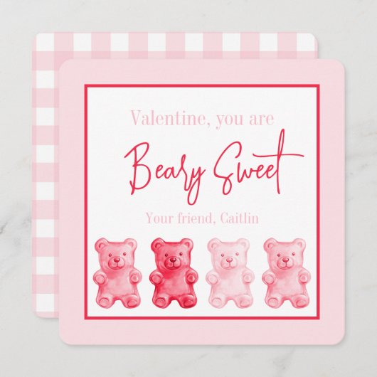 Preppy Beary Sweet Gummy Bear Valentine Card (Vorne/Hinten)