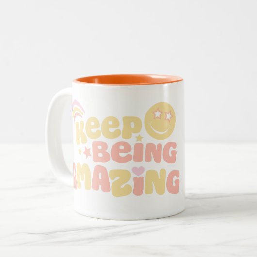 Preppy behalte phantastisch Slogan Smilie Gesicht Zweifarbige Tasse (Vorderseite Links)