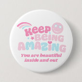 Preppy behielt phantastisch Slogan smilie pink bla Button (Vorderseite)