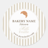 Preppy Beige Brown Stripes Bakery Logo Product Runder Aufkleber (Vorderseite)