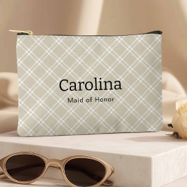 Preppy Beige Kariert Bridesmaid Travel Zubehörtasche
