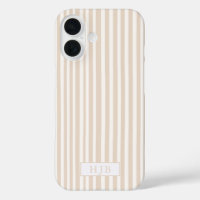 Preppy Beige Stripe Monogram Hübsch iPhone 16