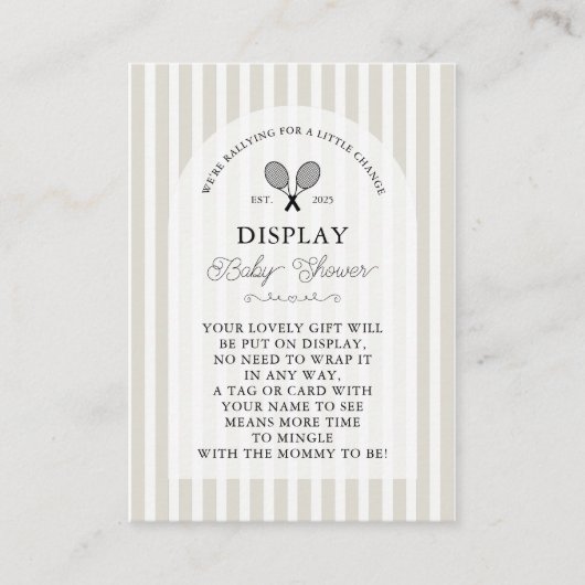 Preppy Beige Tennis Geschenke auf Display Baby Dus Begleitkarte (Vorderseite)