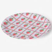 Preppy Berry First Birthday Watercolor Strawberrie Pappteller (Schrägansicht)
