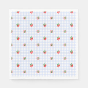 Preppy Berry First Birthday Watercolor Strawberrie Serviette
