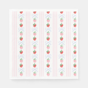 Preppy Berry First Birthday Watercolor Strawberrie Serviette