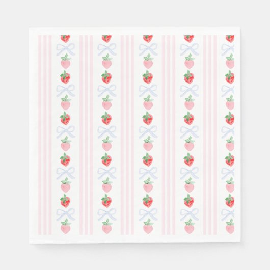 Preppy Berry First Birthday Watercolor Strawberrie Serviette (Vorderseite)