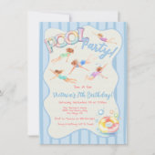 Preppy Birthday Pool Party Einladung (Vorderseite)