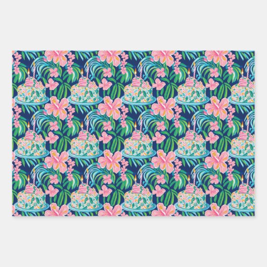 Preppy Birthday Wrapping Paper Geschenkpapier Set (Vorderseite 3)