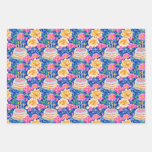 Preppy Birthday Wrapping Paper Geschenkpapier Set (Vorderseite 3)