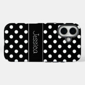 Preppy Black and White Polka Dots Personalisiert Case-Mate iPhone Hülle (Rückseite (Horizontal))