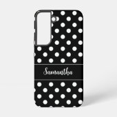 Preppy Black and White Polka Dots Personalisiert Samsung Galaxy Hülle (Rückseite)