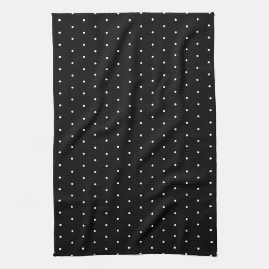 Preppy Black and White Tiny Polka Dots Muster Geschirrtuch (Vertikal)