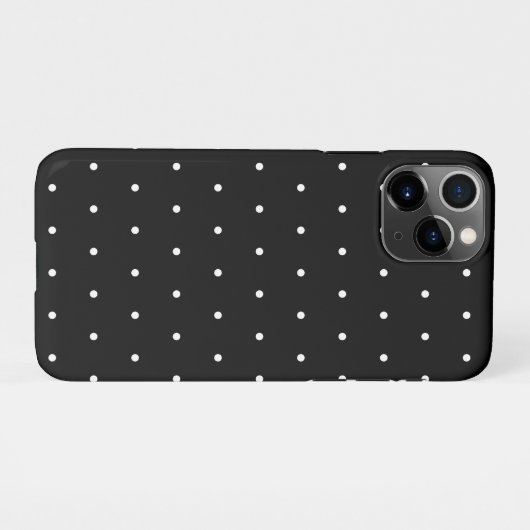 Preppy Black and White Tiny Polka Dots Muster iPhone Hülle (Rückseite (Horizontal))