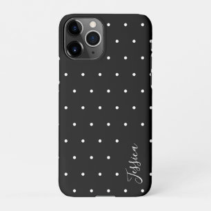 Preppy Black and White Tiny Polka Dots Muster iPhone 11Pro Hülle