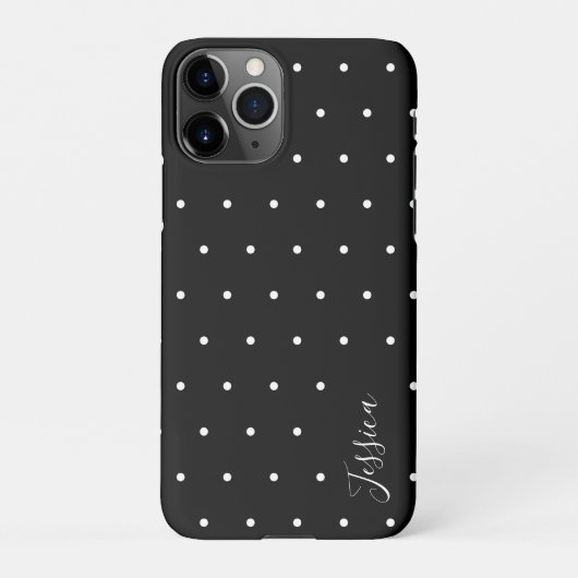 Preppy Black and White Tiny Polka Dots Muster iPhone Hülle (Rückseite)