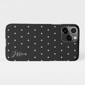 Preppy Black and White Tiny Polka Dots Muster iPhone Hülle (Rückseite (Horizontal))