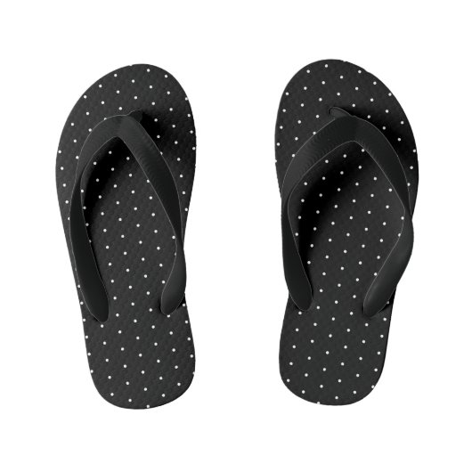 Preppy Black and White Tiny Polka Dots Muster Kinderbadesandalen (Fußbett)